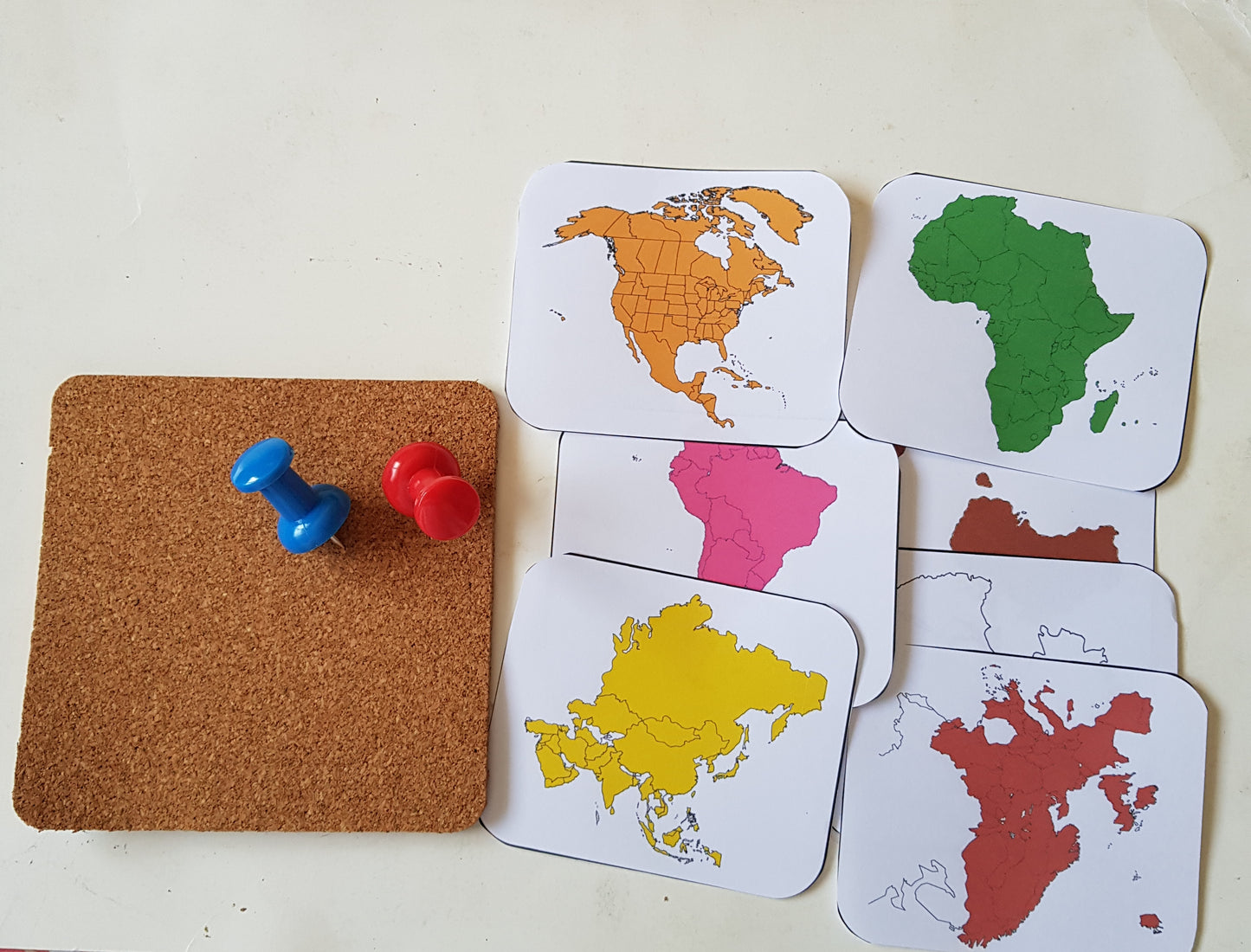 Montessori Practical Life Skills Activity - Push Pin Poking Activity set - Continents / Arabic Letters