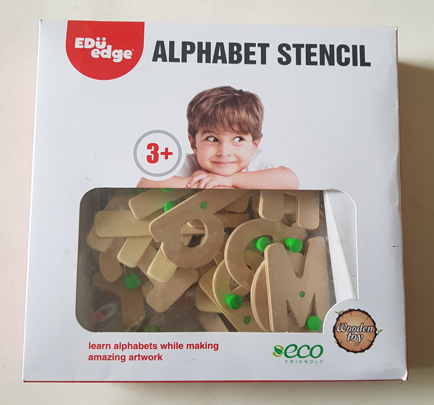 Art & Craft - Language Activity  - Wooden Alphabet Letter Stencil with knobs