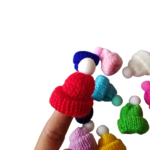 Finger Puppets - set of 10 pcs wool Knitted caps miniature models pretend play- decor