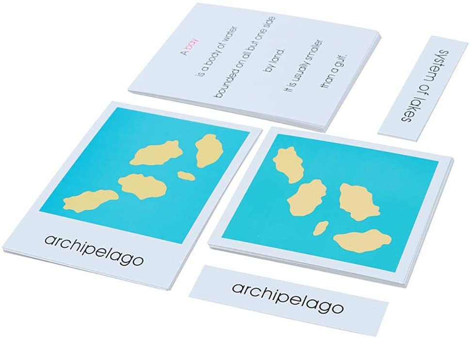 Montessori Cultural Geography - 4 part Nomenclature Cards - Land  Water Forms