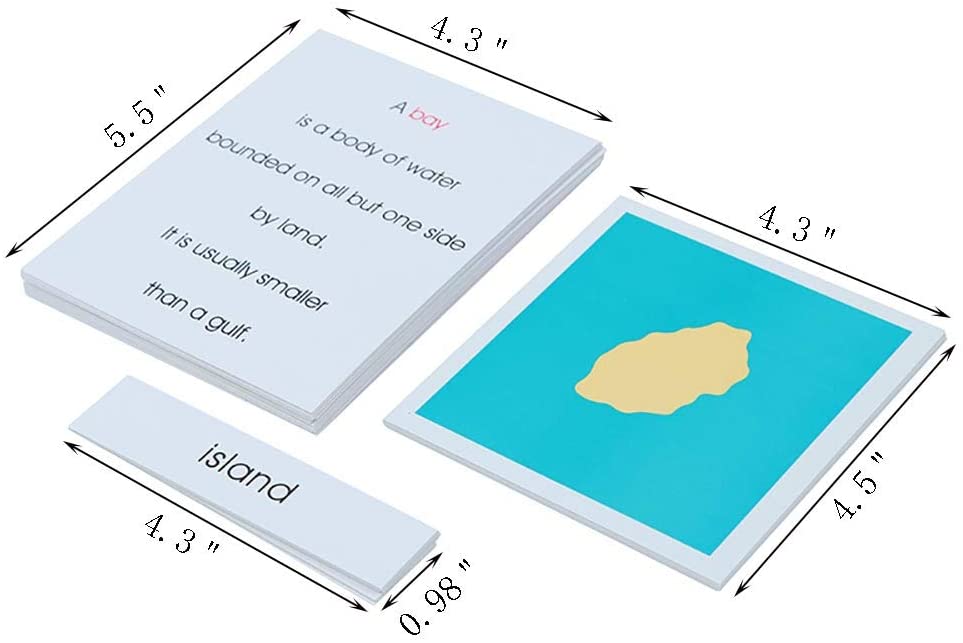 Montessori Cultural Geography - 4 part Nomenclature Cards - Land  Water Forms