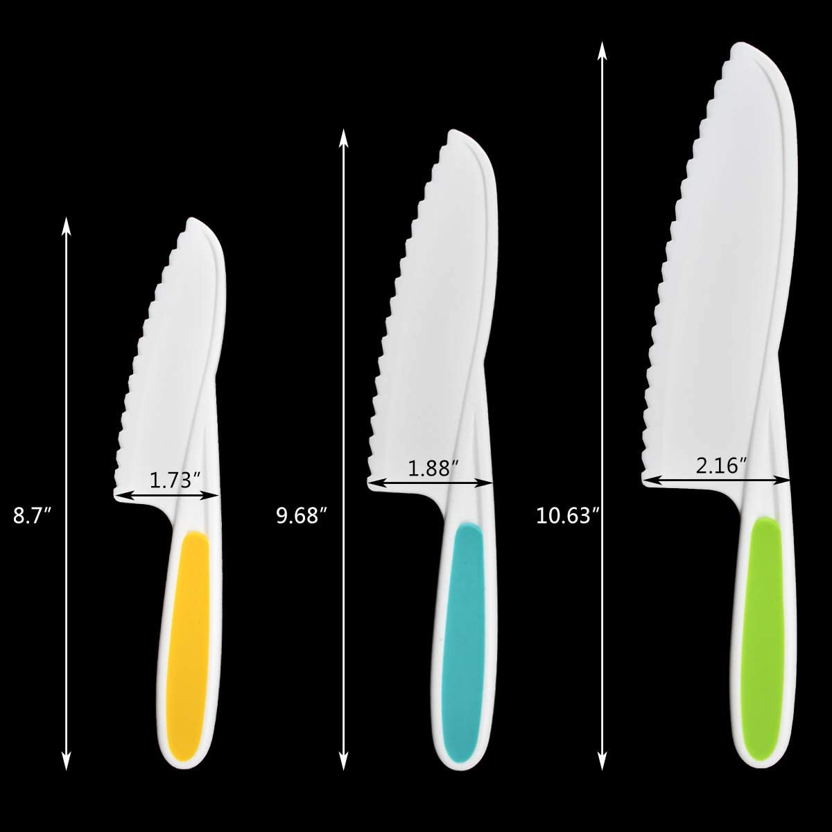 Practical Life - Kids Children Safe plastic nylon knife  x 3-Piece set