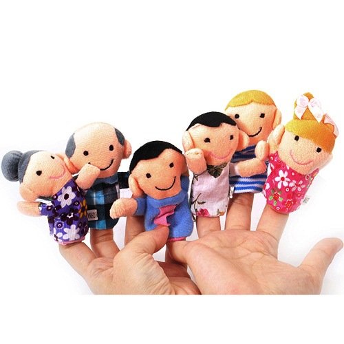 Finger puppets - family - set of 6 pieces- Pretend play story telling