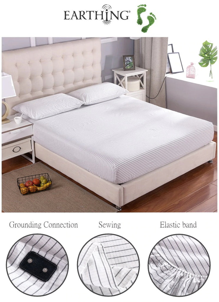 Earthing Grounding Fitted Queen Size Bed Sheet With Singapore Adapters