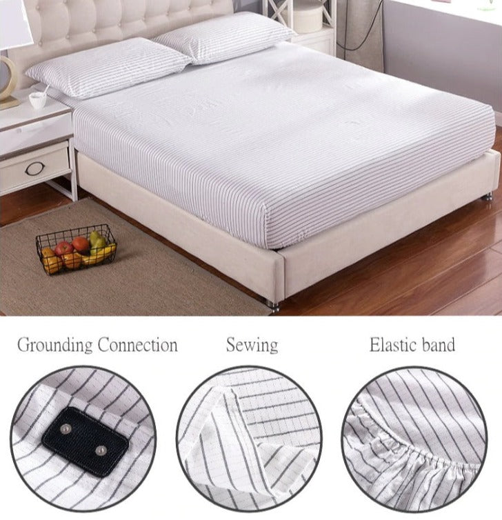 Earthing Grounding Fitted King Size Bed Sheet With Singapore Adapters