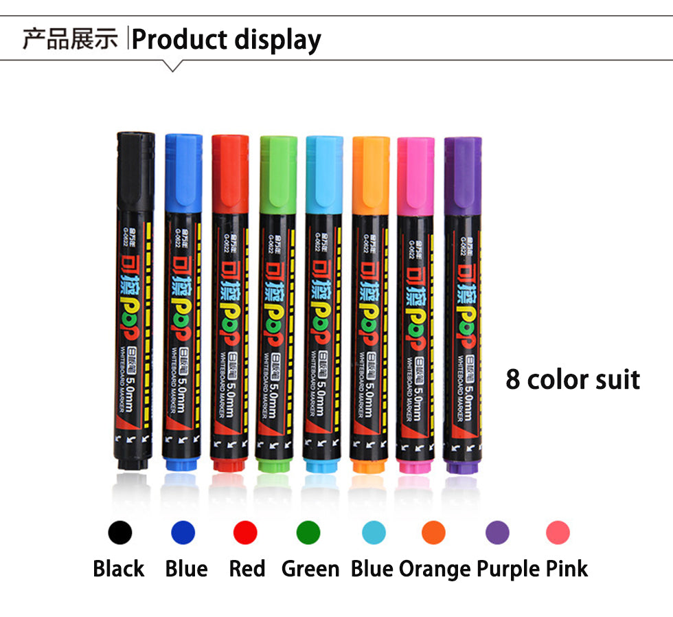 Colourful/Colorful White Board Marker x 8 - 1.5 mm & 5 mm