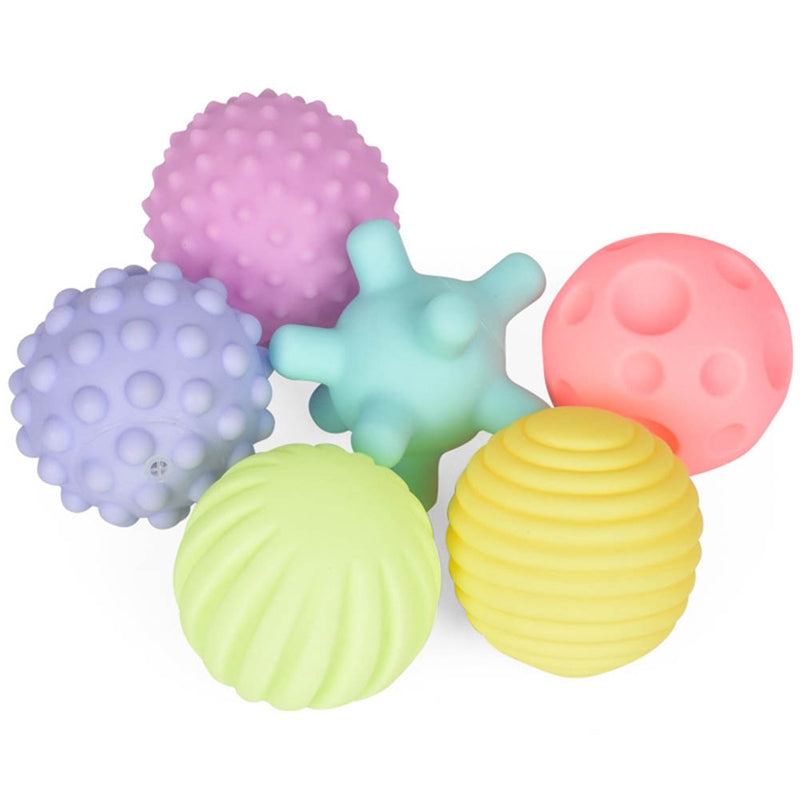 Infant - Soft Squeaky-  Squeeze Sensory balls / with basket