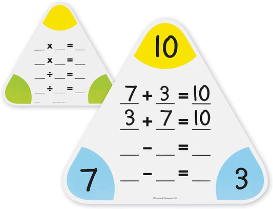 Learning Resources Write and Wipe Fact Family Boards- Addition / Subtraction / Multiplication / Division