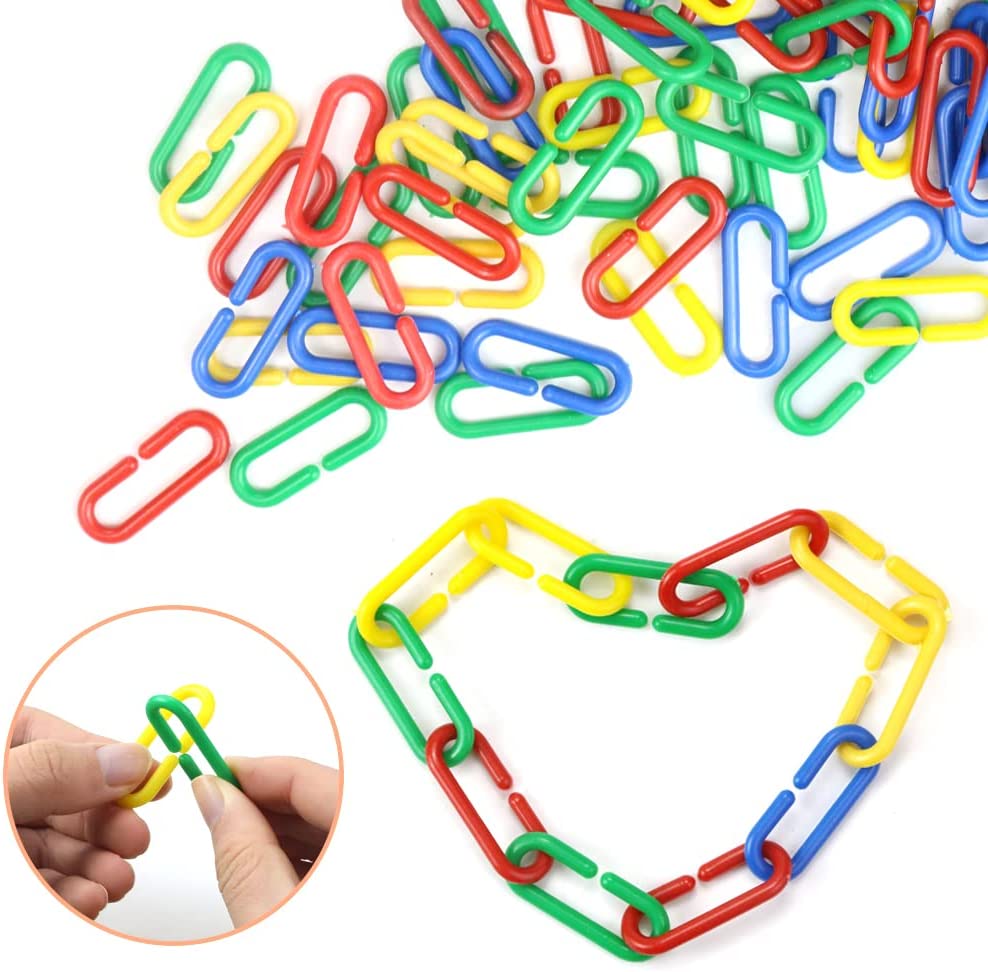 Manipulative - Plastic C clip Hook Link  and Learn links  Clips x 100 pcs - Parrot Bird Toy Cage