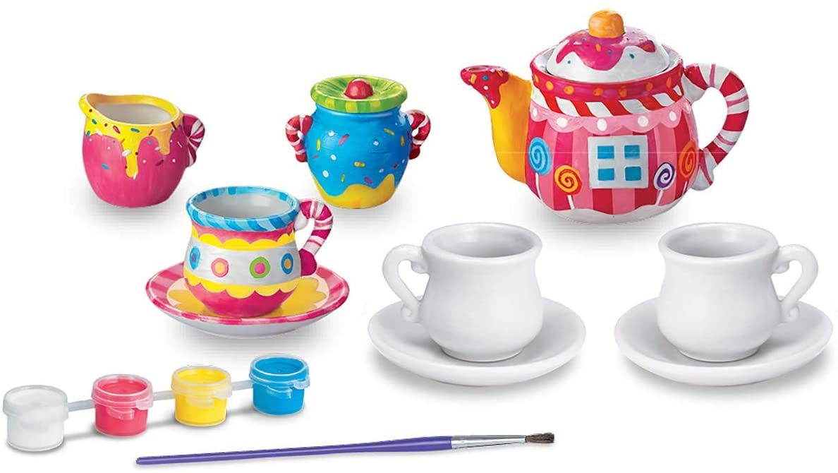 4M Kidz Lab - Art & Craft Painting - Mini Tea Set Painting Kit - Pretend Play