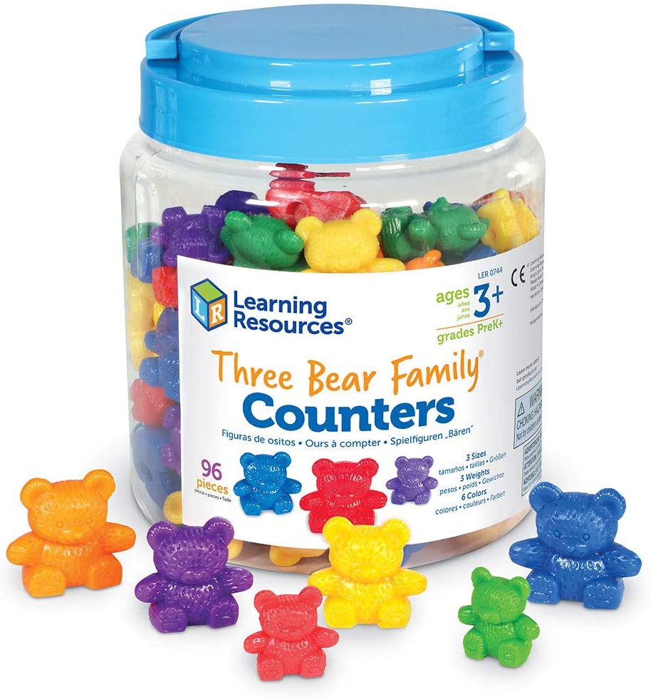 Learning Resources - 3 Bear Family Rainbow Counters -of 96 pieces