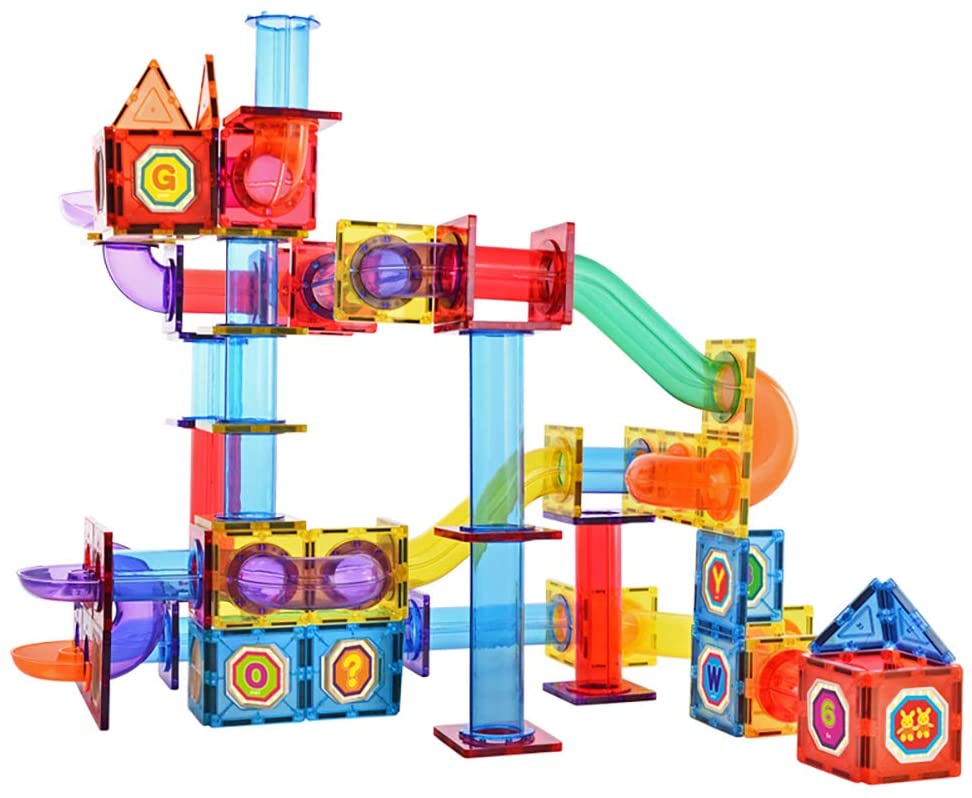 Onshine 109 Pcs Marble Run Race Track Magnetic Pipeline Building Tiles, STEM Learning Kit