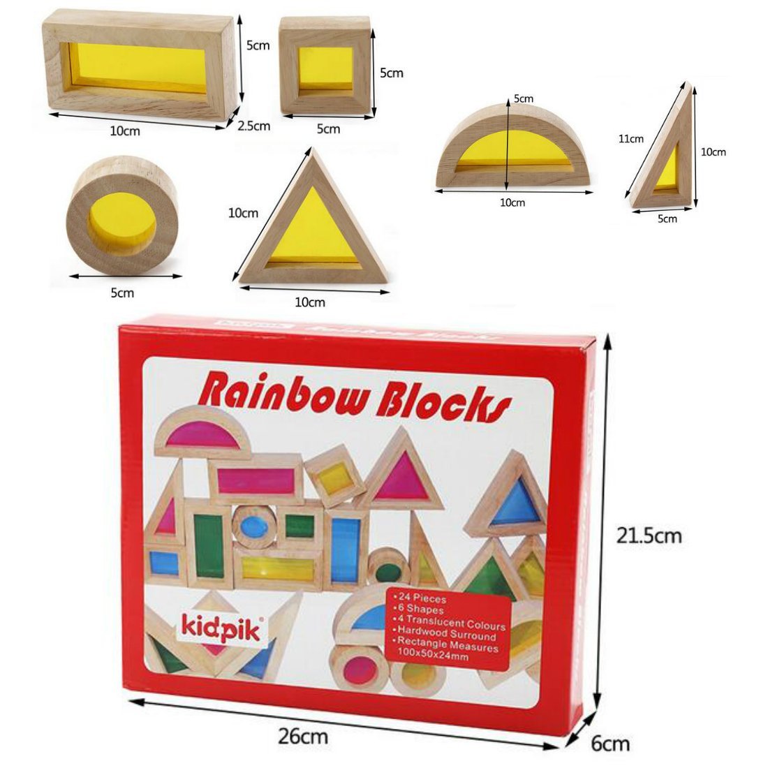 KidPik Rainbow Wooden Blocks