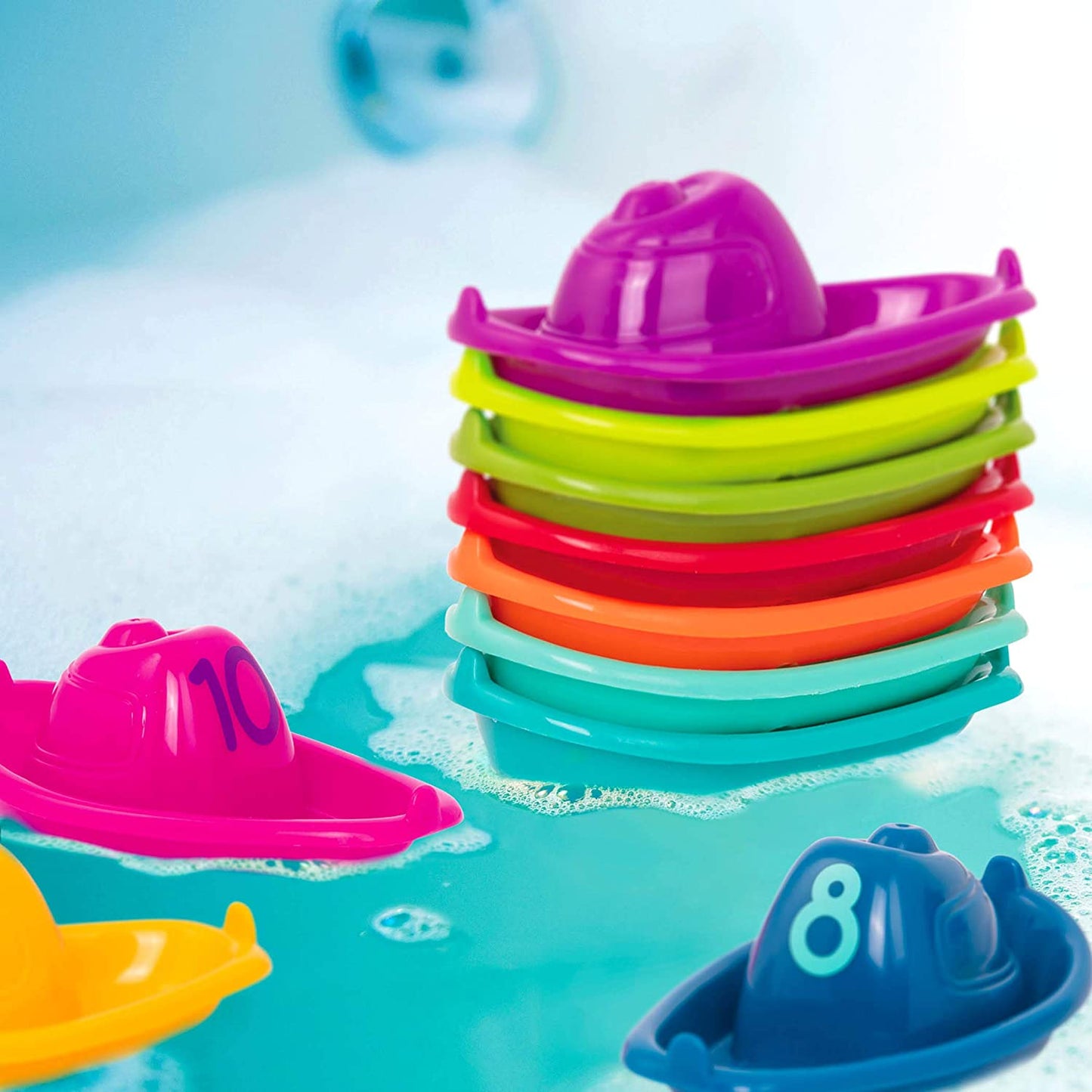 Battat Stacking Boats Numbers Play Bath Fun Time- Infant Toddler