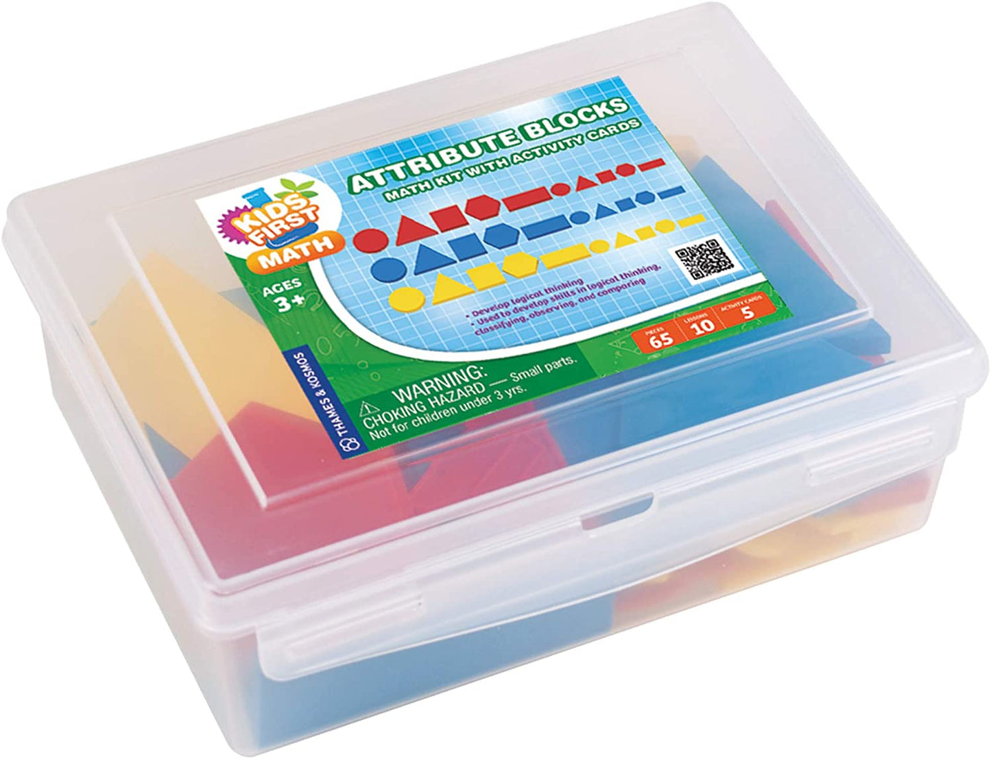 Kids First Math: Attribute Blocks Math Kit with Activity Cards - Develop Skills in Logical Thinking, Classifying, Comparing