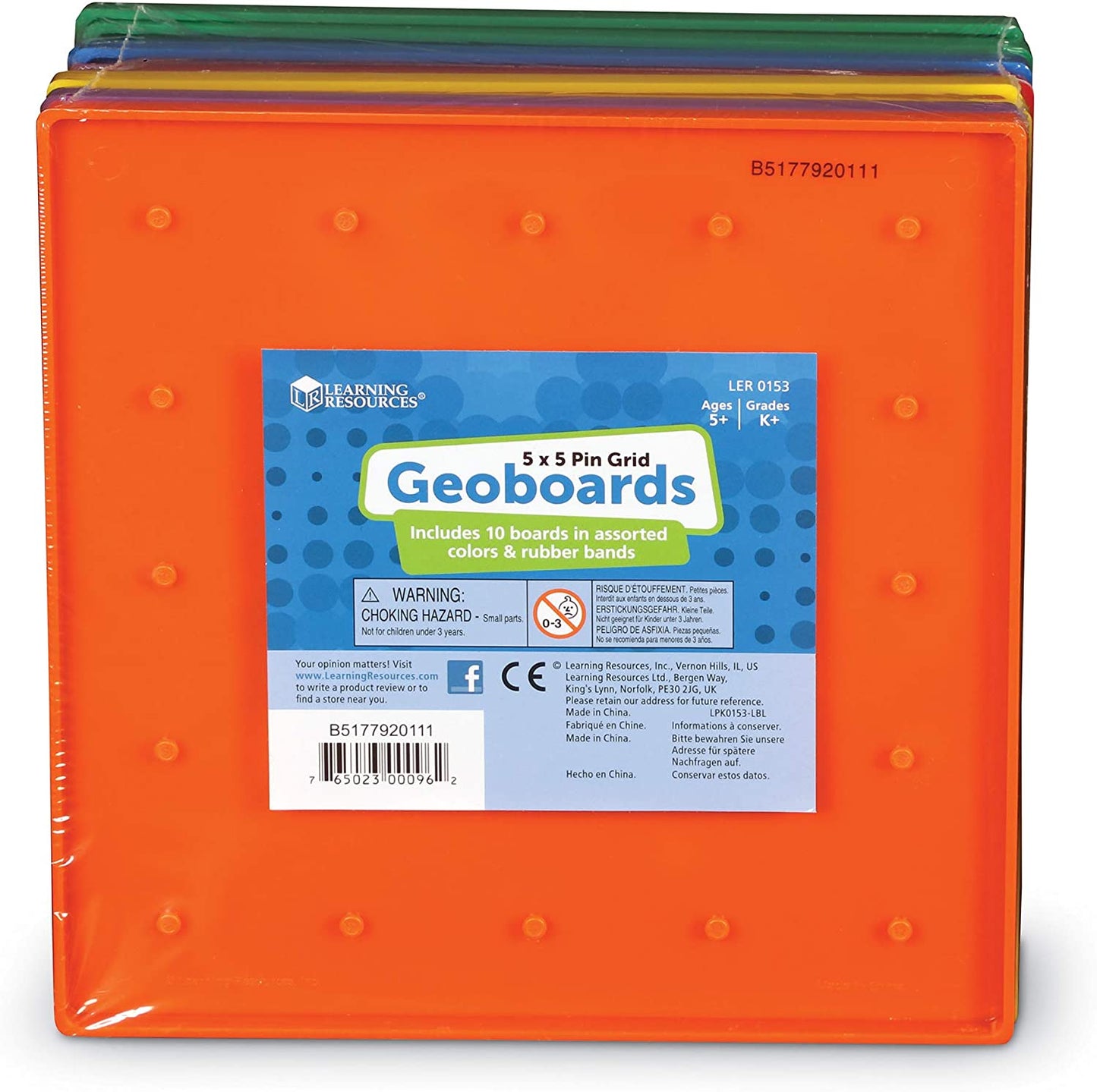 Learning Resources Geoboard 7 inches - 5x 5 grid - (1 piece with rubber bands )