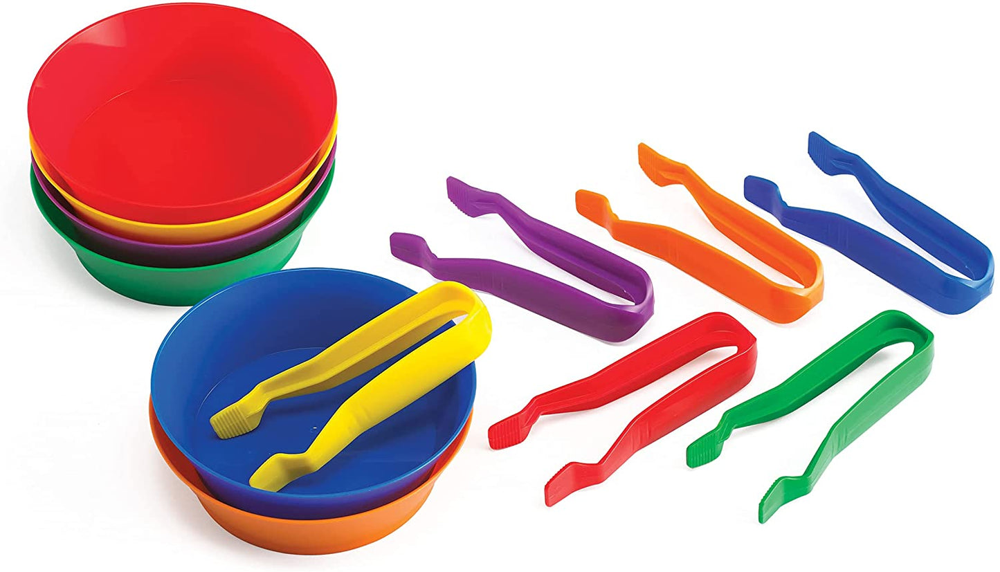 Edxeducation Sorting 6 Bowls & 6 Tweezers set -  Counting and Sorting Toy for Toddlers - Early Math and Fine Motor Skills