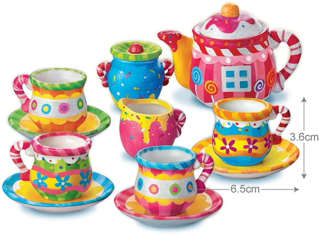 4M Kidz Lab - Art & Craft Painting - Mini Tea Set Painting Kit - Pretend Play