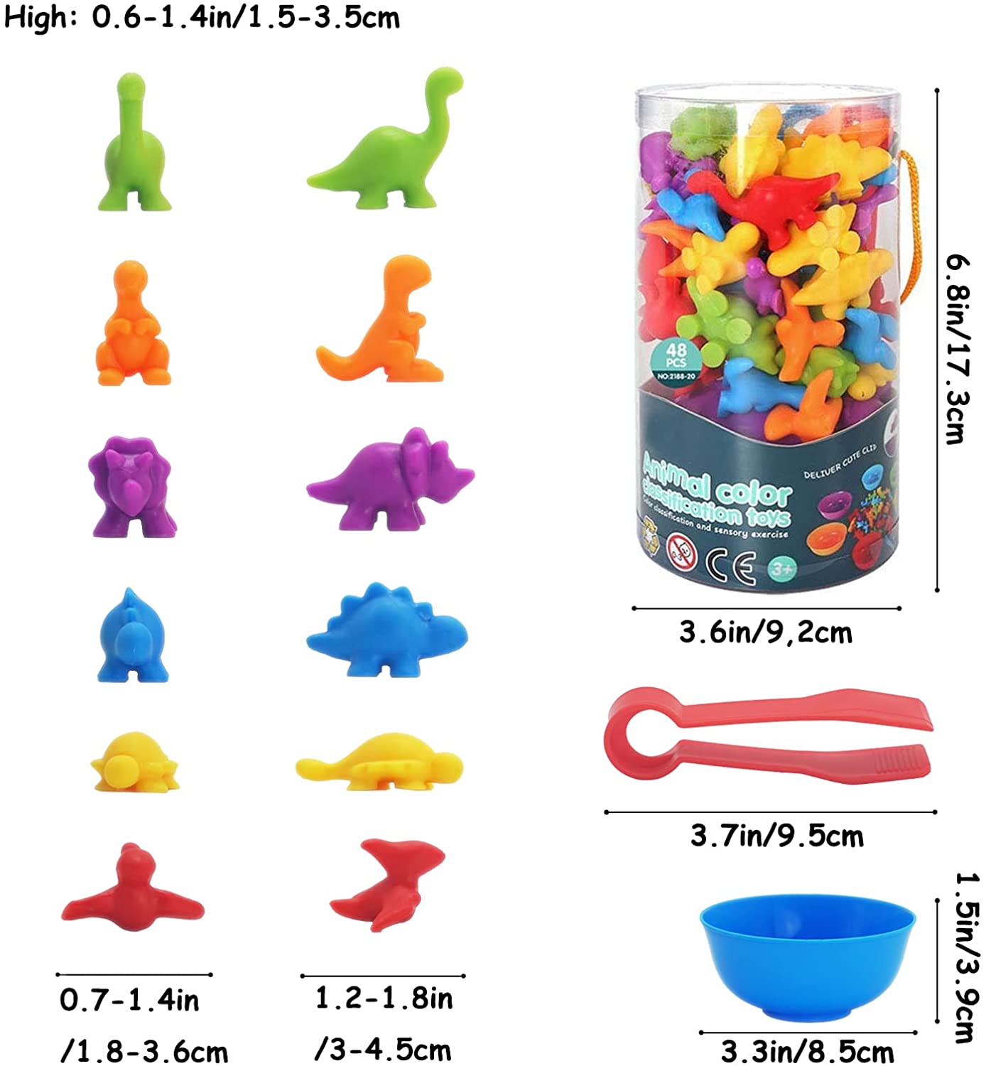 Dinosaur/ koala / Family / Sea Creatures/ Vehicles Transportation sorting /counting bowls & tongs set - sorting / counting/ Patterning