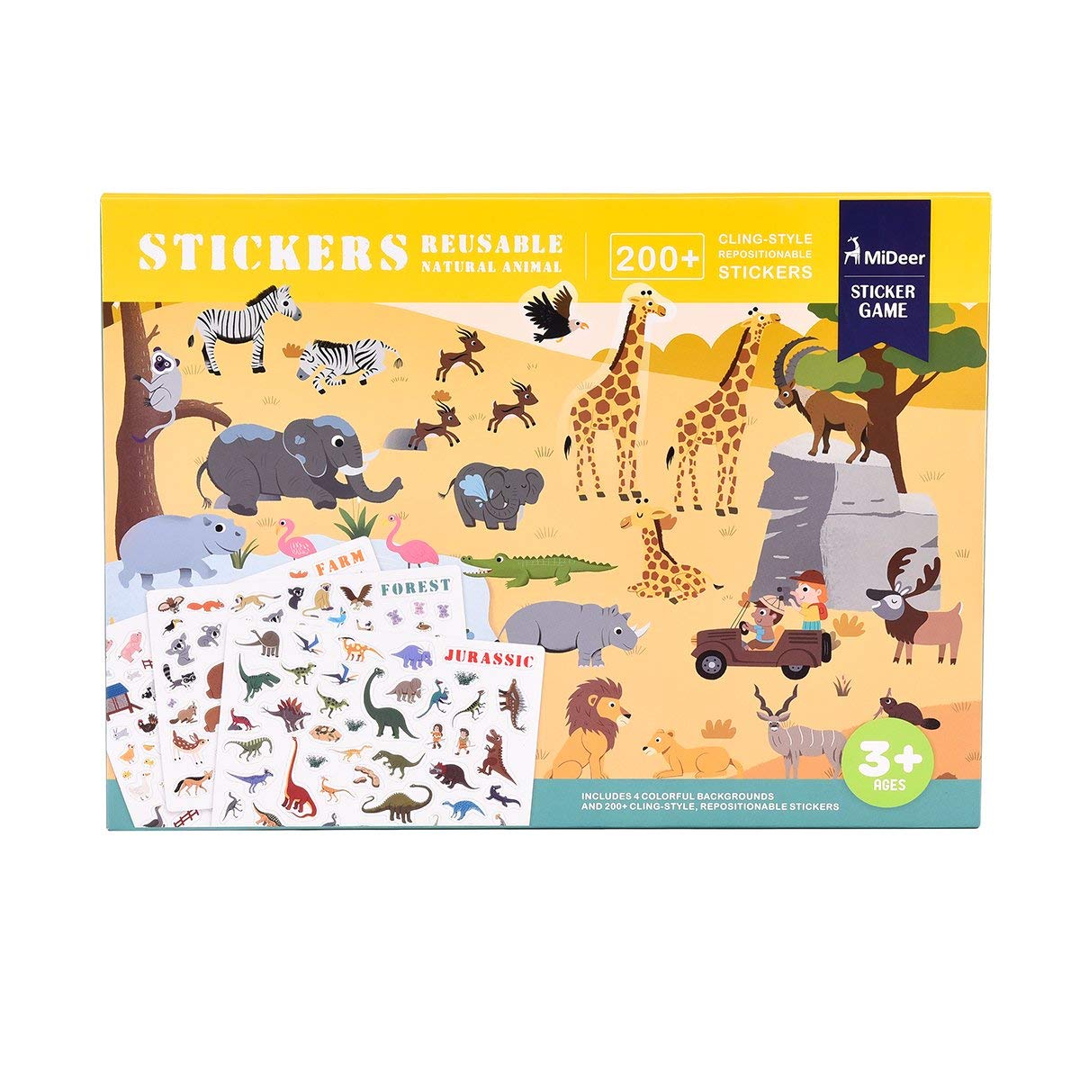 MiDeer Reusable Stickers - Removable Background Scenes