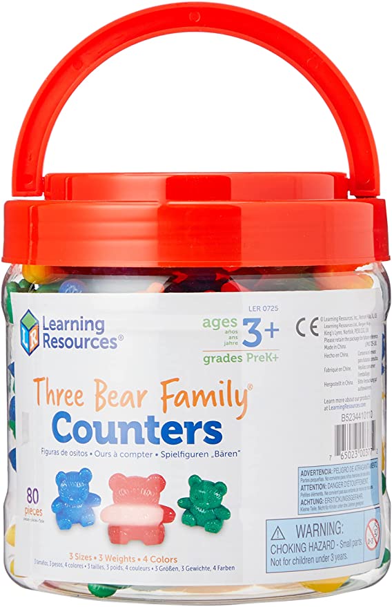 Learning Resources - 3 Bear Family Rainbow Counters -of 96 pieces