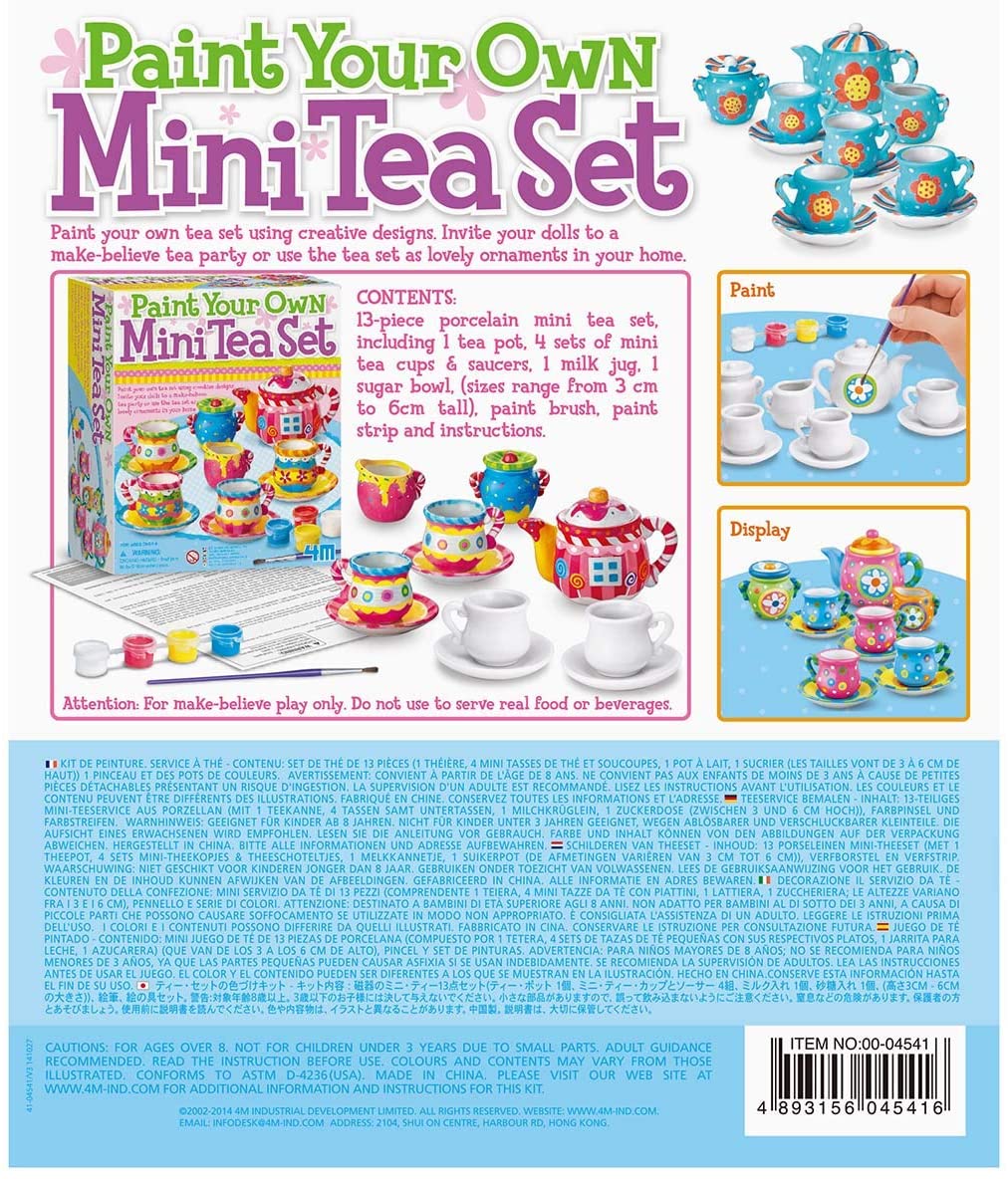 4M Kidz Lab - Art & Craft Painting - Mini Tea Set Painting Kit - Pretend Play