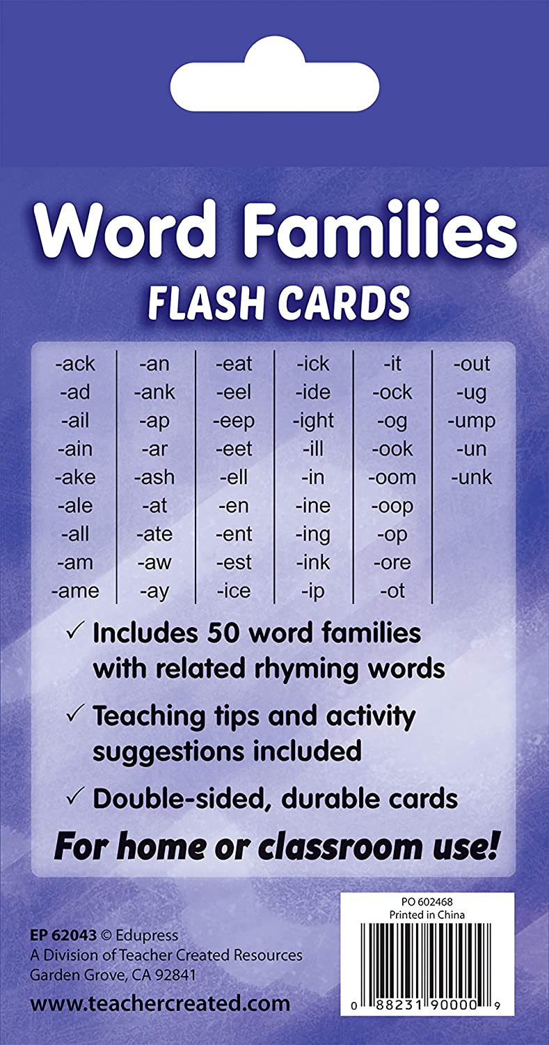 Teacher Created Resources Word Families  Flash Cards