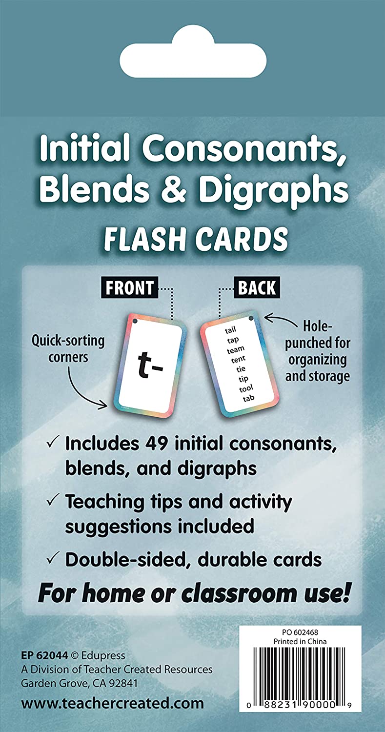 Teacher Created Resources Initial Consonants, Blends & Digraphs Flash Cards