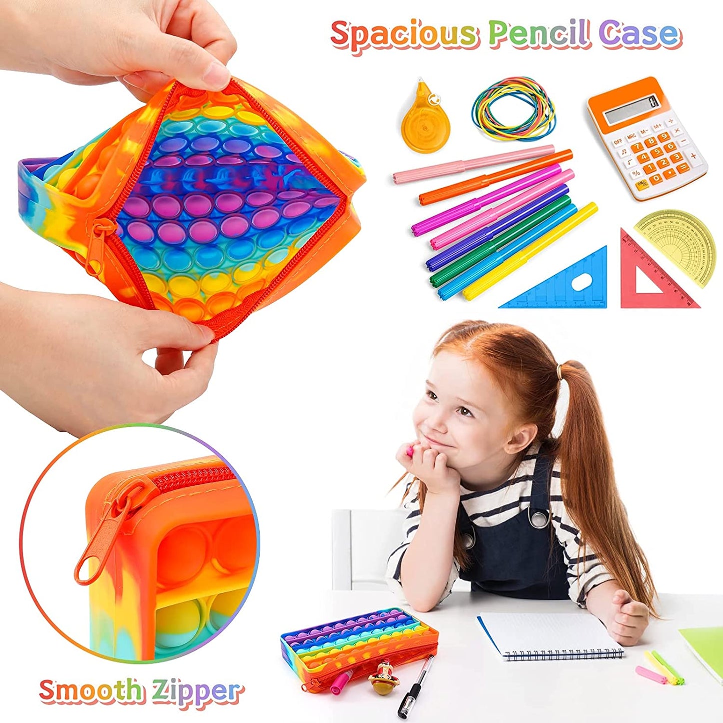 Push Pop Bubble  - Pencil Case  Storage Stress Reliever Sensory Toy – Anti-Anxiety Bubble Game