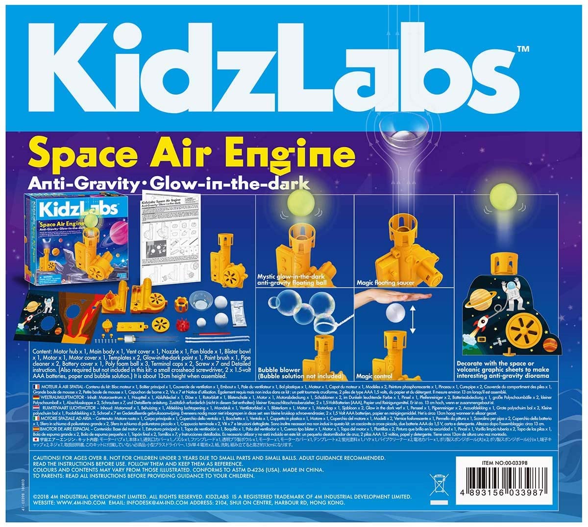 4M KidzLab - Space Air Engine Science Kit - Anti Gravity - Glow in the dark