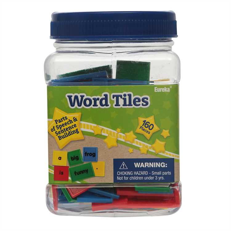 Eureka Tub Of Letter Tiles 160 pieces - parts of speech & sentence building