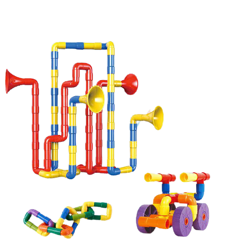 Onshine 108 pcs Tubular Pipe building blocks - Fun two way whistling voice pipes