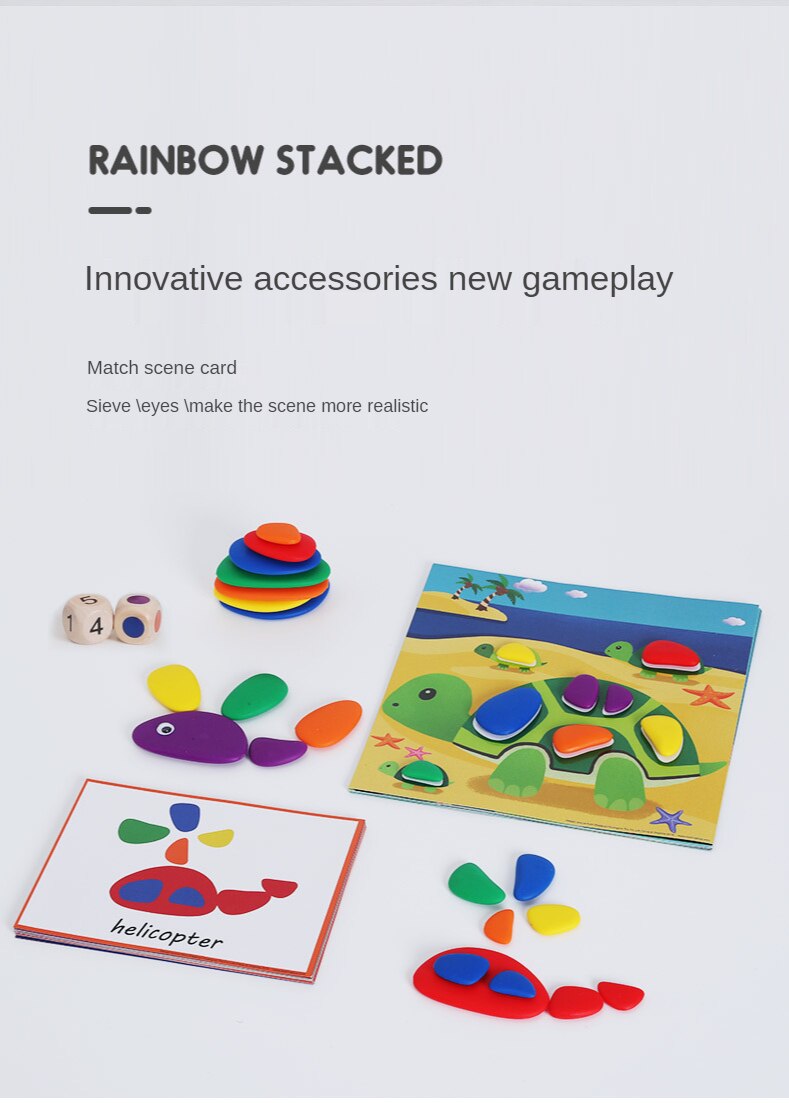 Rainbow pebbles Game - stacking / creativity