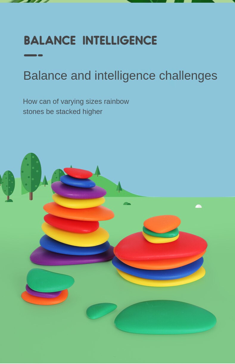 Rainbow pebbles Game - stacking / creativity