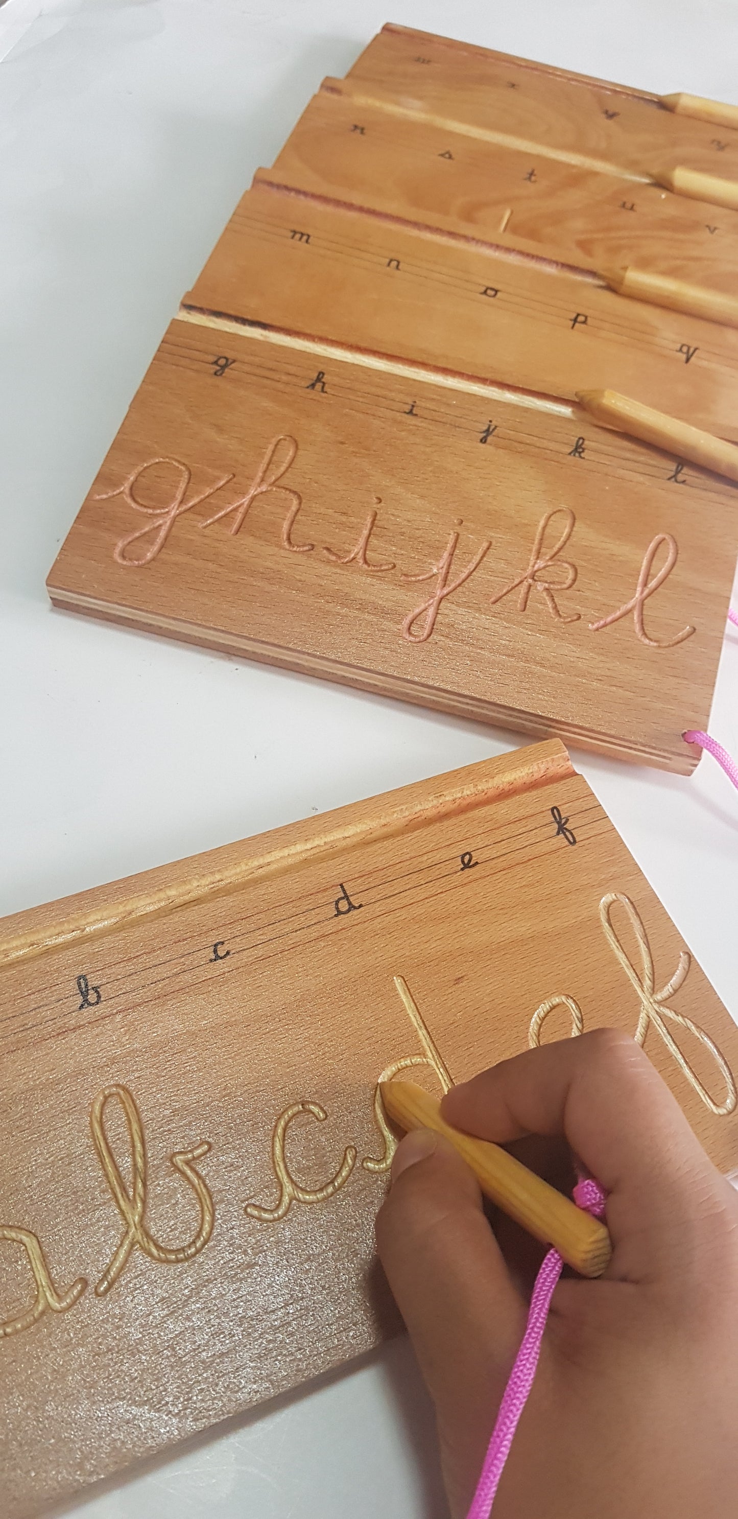 Clearance - Wooden Alphabet Tracing - Cursive Lowercase a-z Tracing Boards - Pre Writing skills