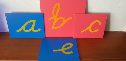 Sandpaper Wooden Cursive Lowercase Letters / Box