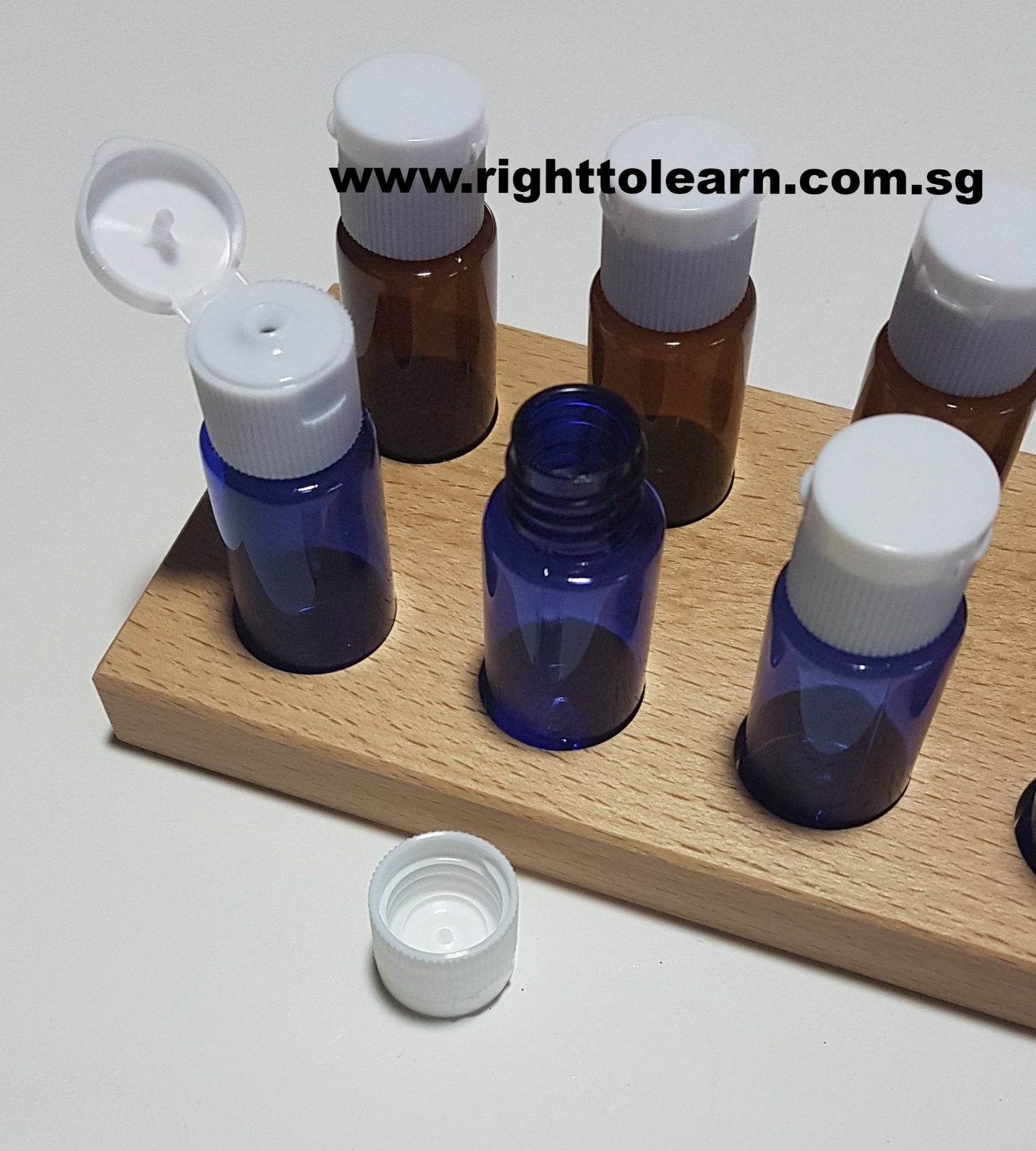 Smelling Bottles - Plastic with wooden base