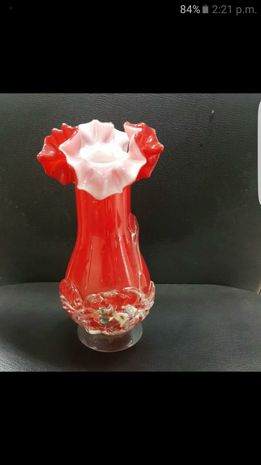 Vintage Red Floral Vase