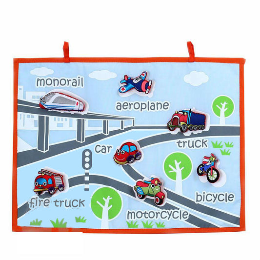 Felt Handmade Transportation/ Vehicles Learning Wall Chart / Hanging play mat set