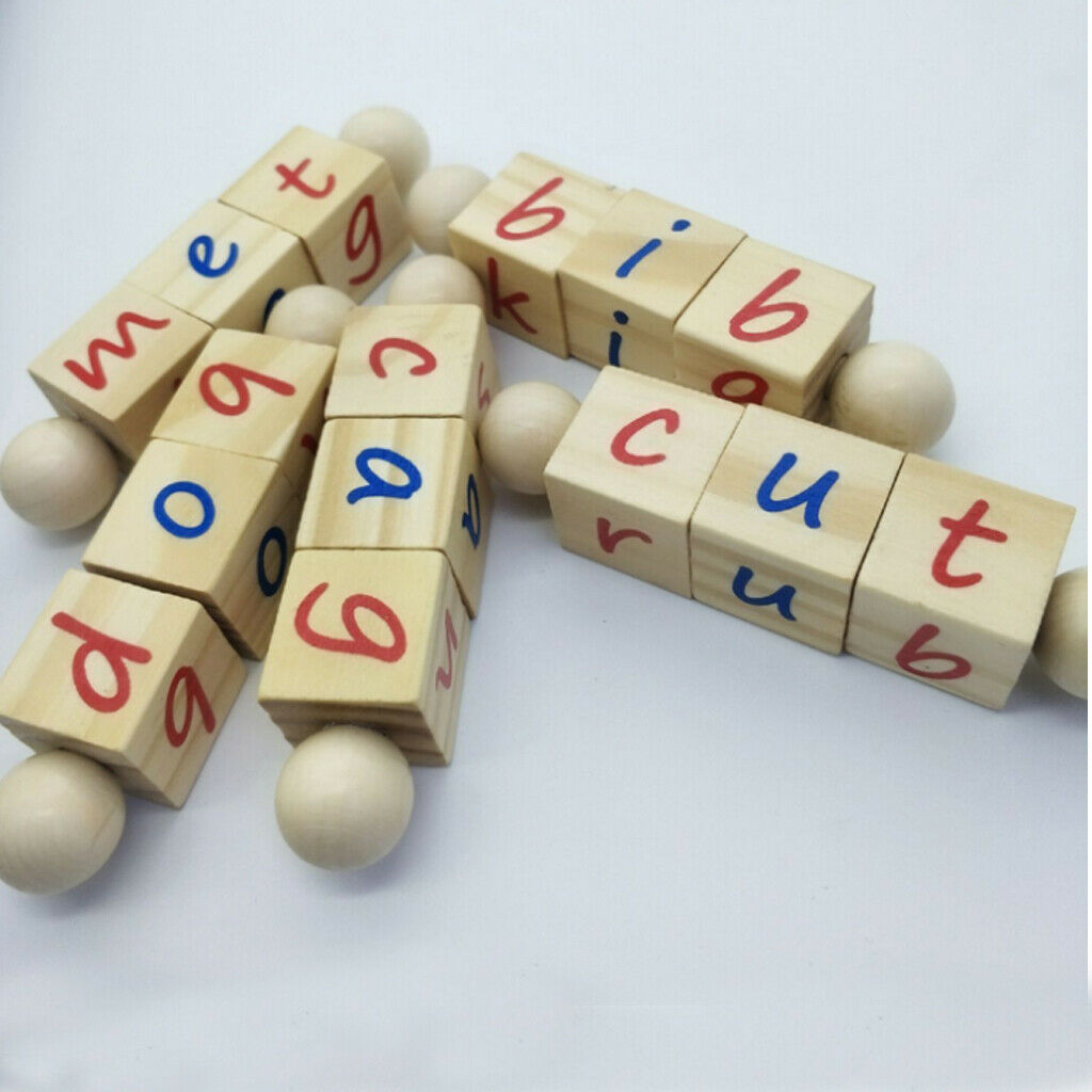 Wooden Twist & Spin Alphabet Cubes - CVC words with matching 3 part cards