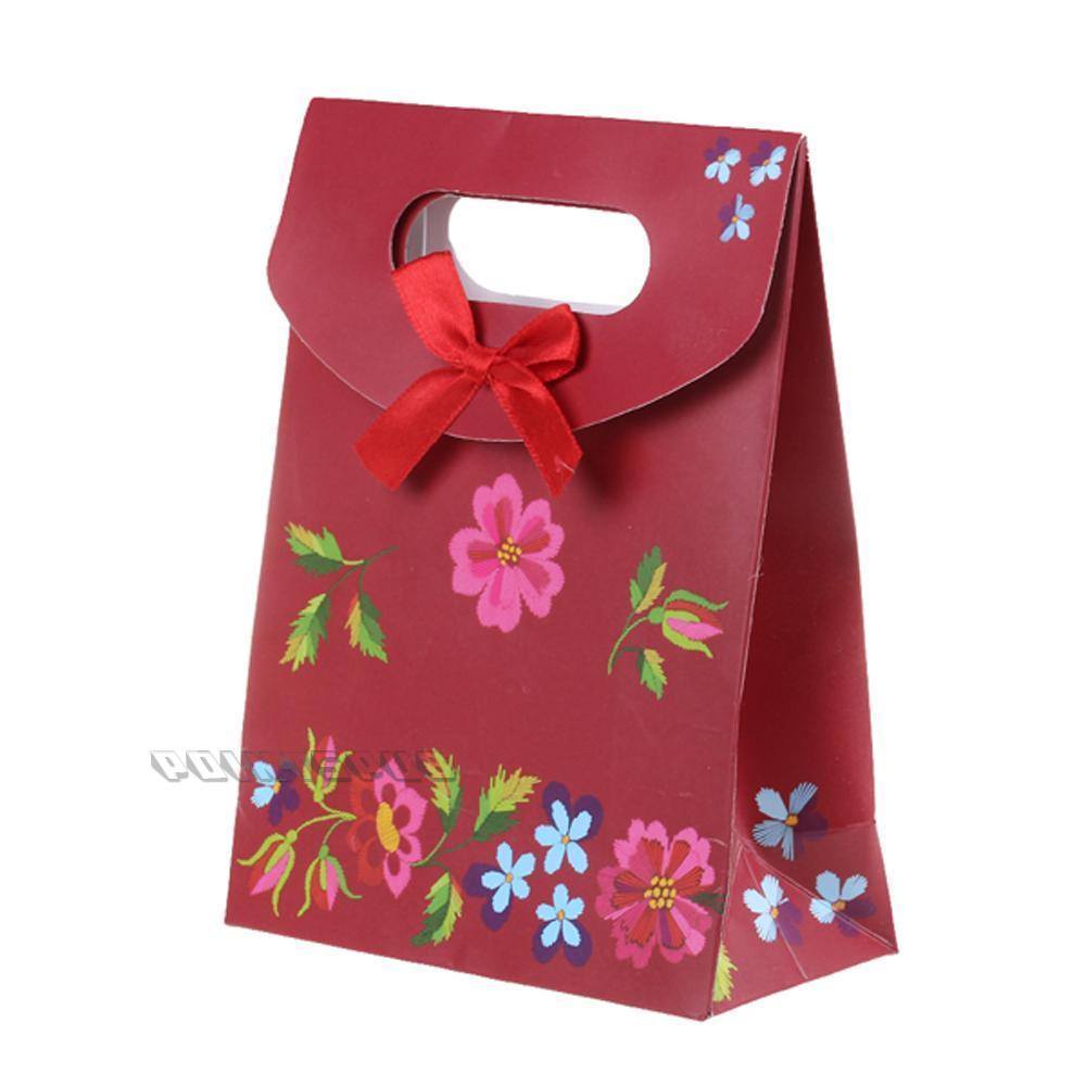 Paper Carrier Bag - Red Flowers Bow Knot - 5 pcs per set