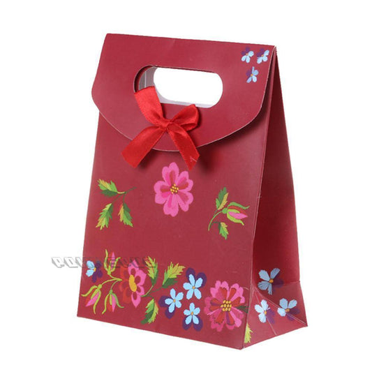 Paper Carrier Bag - Red Flowers Bow Knot - 5 pcs per set - RightToLearn.com.sg
 - 1