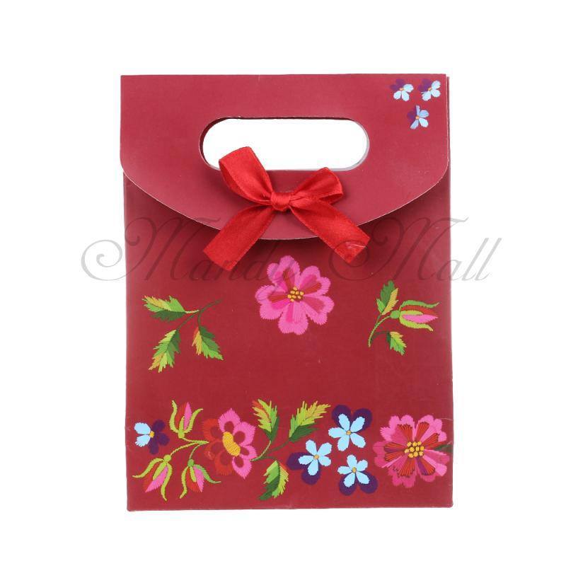 Paper Carrier Bag - Red Flowers Bow Knot - 5 pcs per set - RightToLearn.com.sg
 - 2