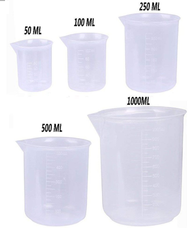 Practical Life -Set of 4 / 5 Pouring Beakers  / Jug Different sizes