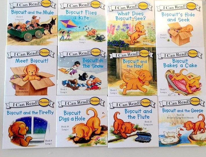 12 Books/set Biscuit Series Phonics Picture Books I Can Read - Level 2