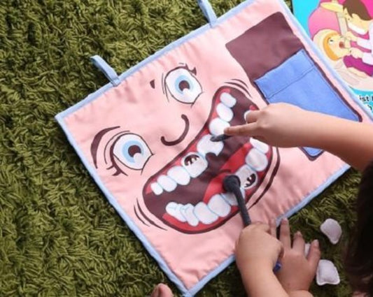 Handmade Felt Wall Hanging - Brushing Teeth - Hygiene Pretend play set