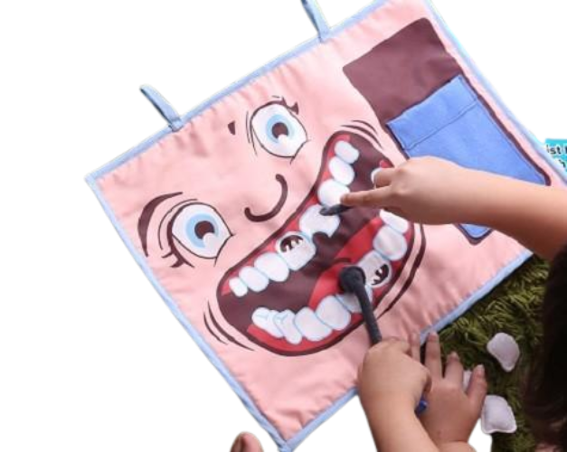 Handmade Felt Wall Hanging - Brushing Teeth - Hygiene Pretend play set