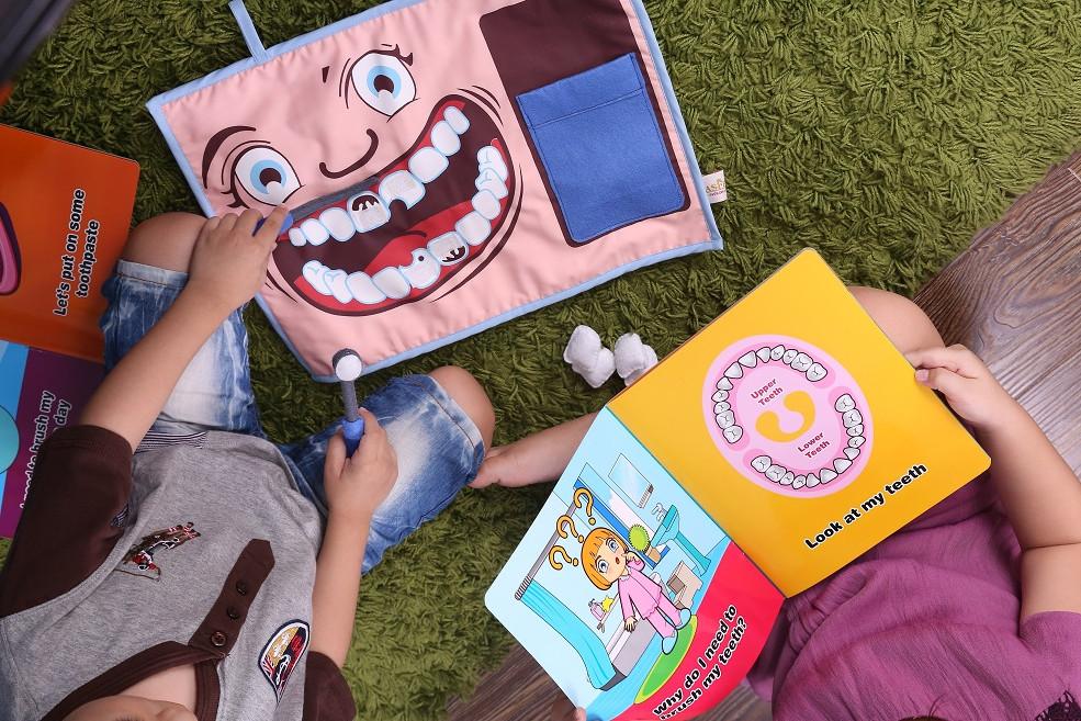 Handmade Felt Wall Hanging - Brushing Teeth - Hygiene Pretend play set