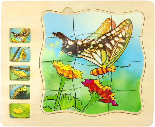 Onshine Multi Layered Butterfly Growth Life Cycle Wooden Puzzle