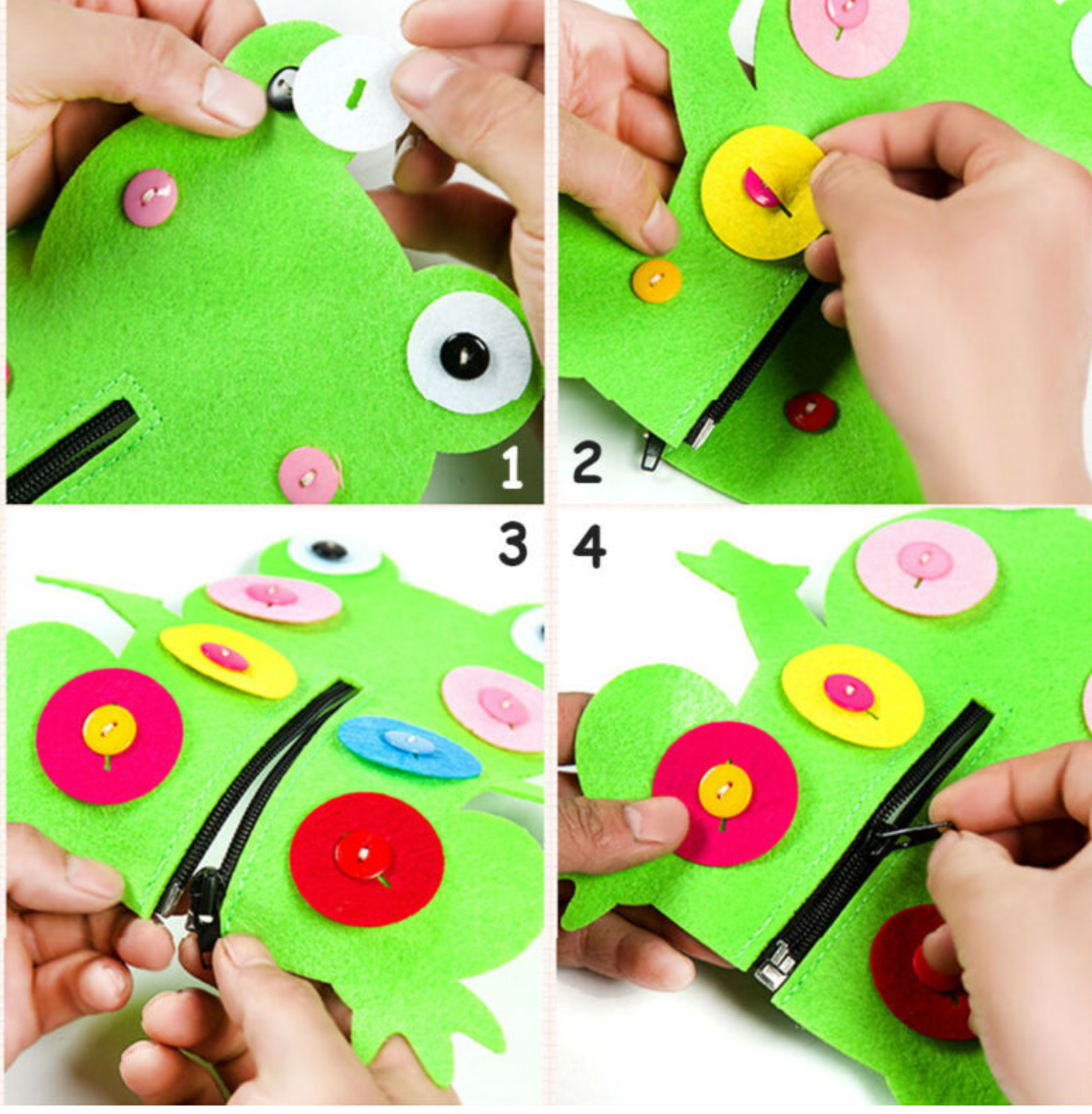 Zipper Simulation Activity Felt Button/Zipper Activity For Fine Motor Skills – RightToLearn.com.sg